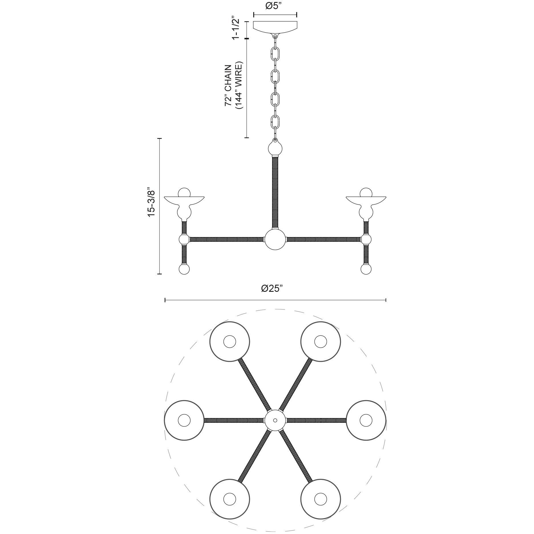 Nadine 6 Light 25 inch Matte Black/Cotton Chandelier Ceiling Light in Matte Black and Cotton