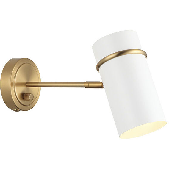 Cilindro 1 Light 4.75 inch Aged Gold Brass and White Wall Sconce Wall Light