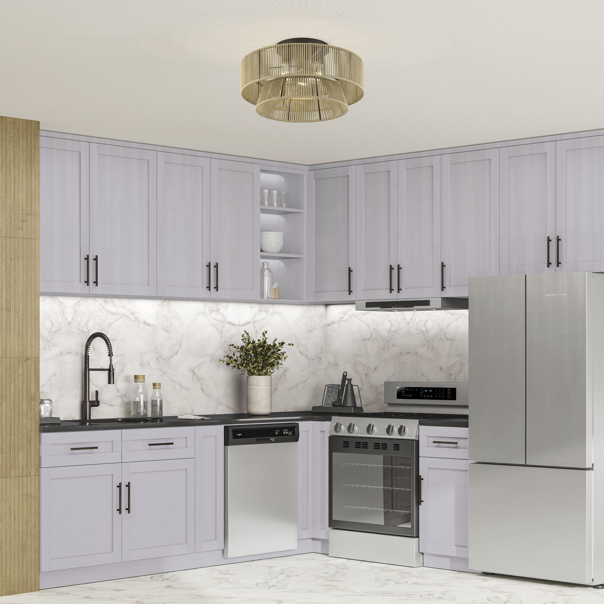 Florell 3 Light 18 inch English Bronze Semi Flush Mount Ceiling Light, Large