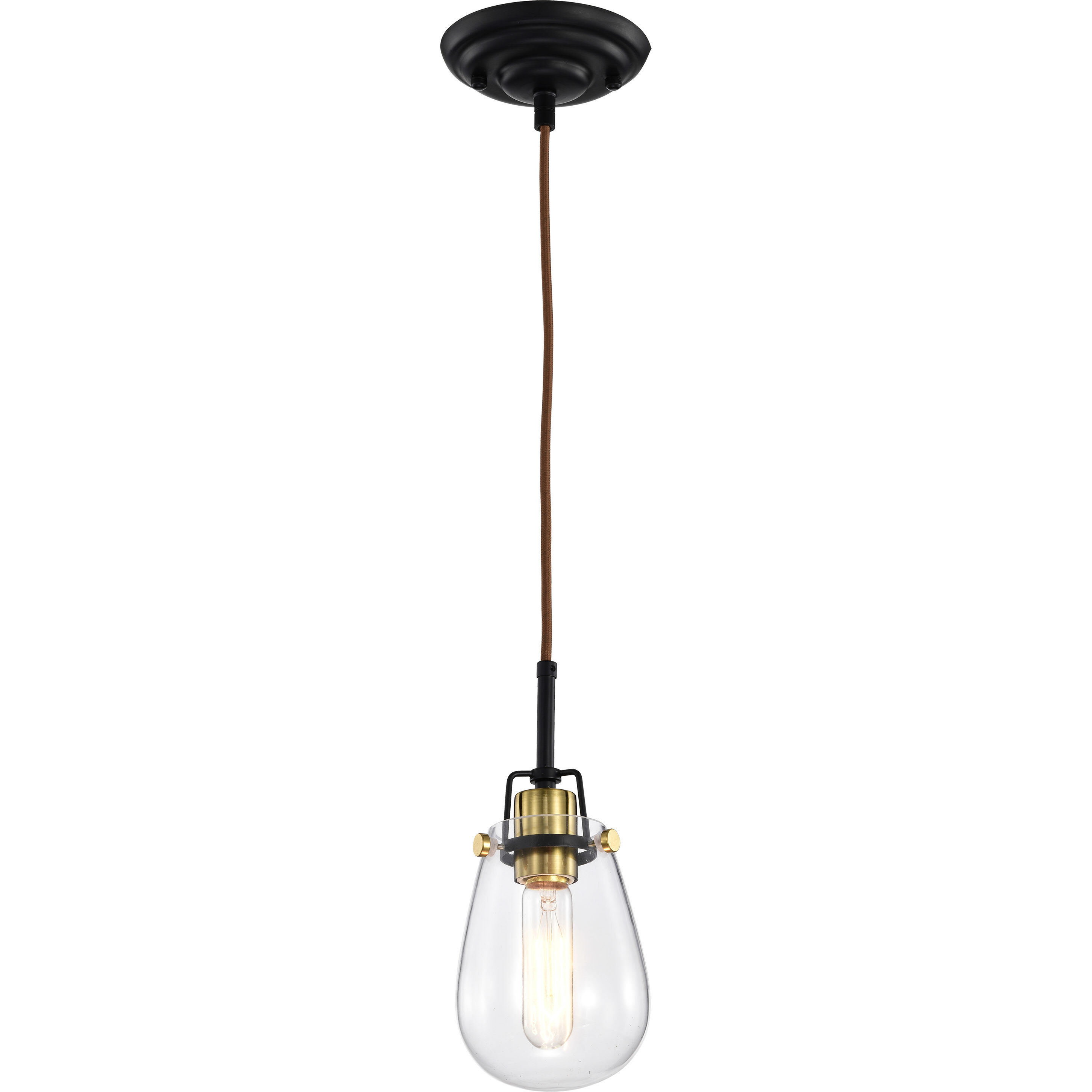 Toleo 1 Light 4.75 inch Black and Vintage Brass Accents Mini Pendant Ceiling Light