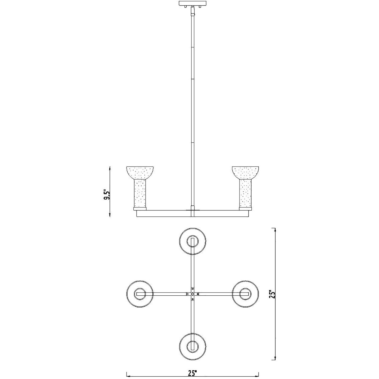 Nova 4 Light 25 inch Matte Black Chandelier Ceiling Light