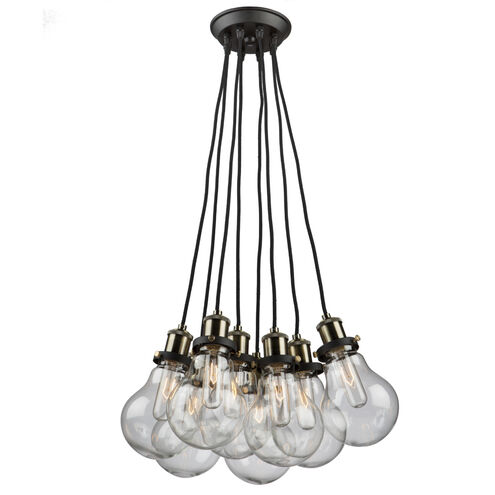 Edison 8 Light 20 inch Matte Black and Vintage Brass Down Chandelier Ceiling Light