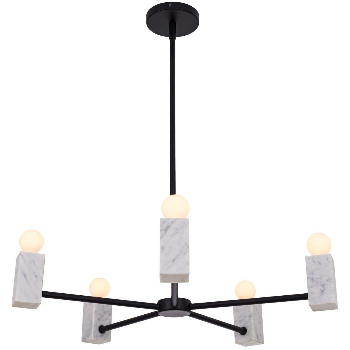 Quadra 5 Light 26 inch Matte Black Pendant Ceiling Light