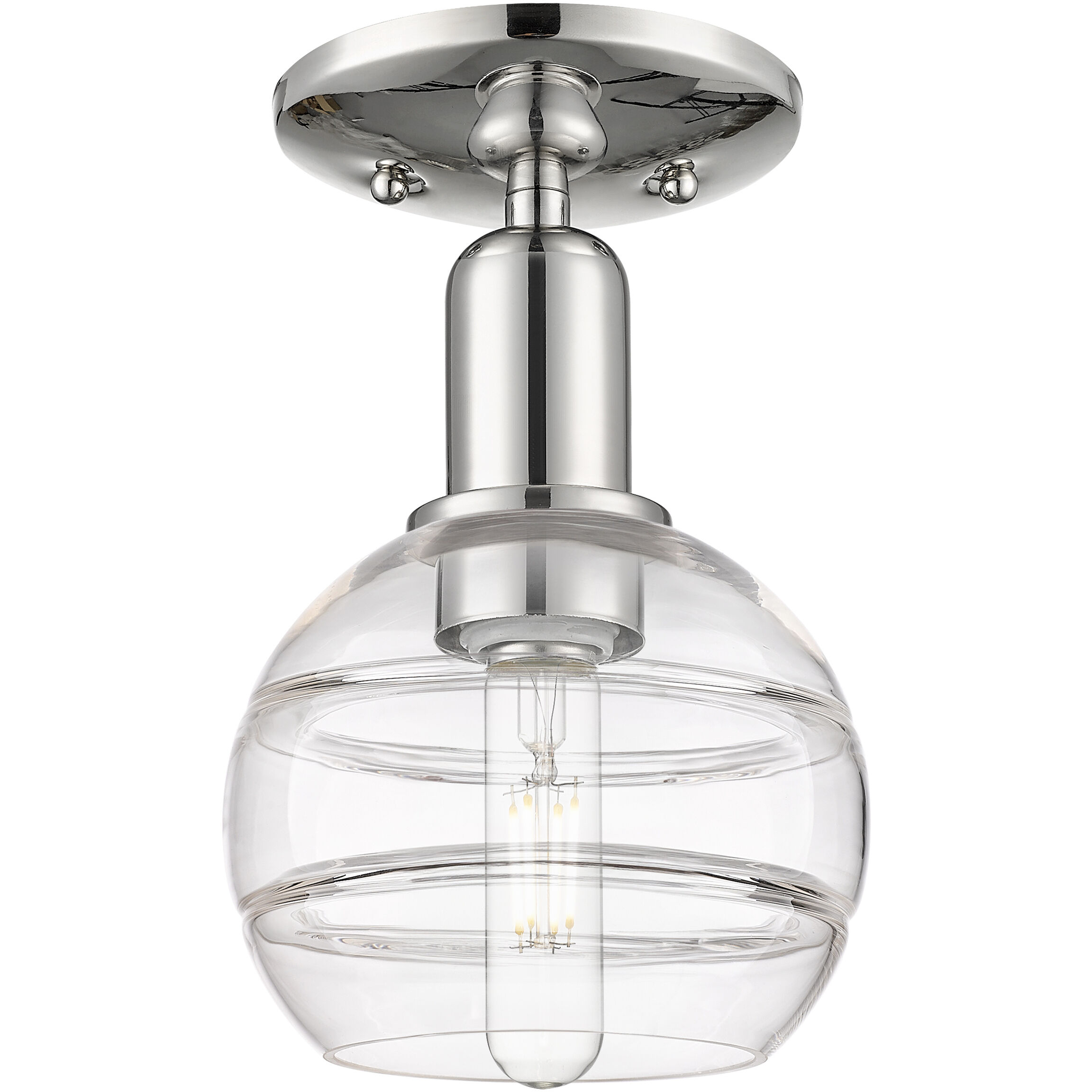 Arcadia Rochester 1 Light 5.88 inch Polished Nickel Semi-Flush Mount Ceiling Light