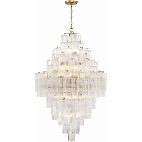 Addis 20 Light 31.5 inch Aged Brass Chandelier Ceiling Light in Tronchi Glass Clear