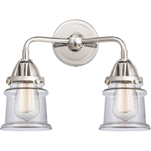 Nouveau 2 Small Canton LED 13.25 inch Polished Chrome Bath Vanity Light Wall Light in Clear Glass