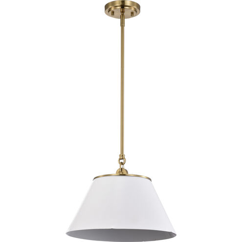 Dover 1 Light 14 inch White/Vintage Brass Pendant Ceiling Light