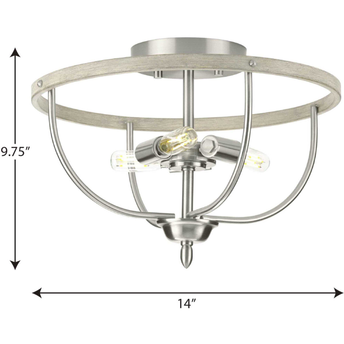 Vinings 3 Light Brushed Nickel Semi Flush Mount Ceiling Light