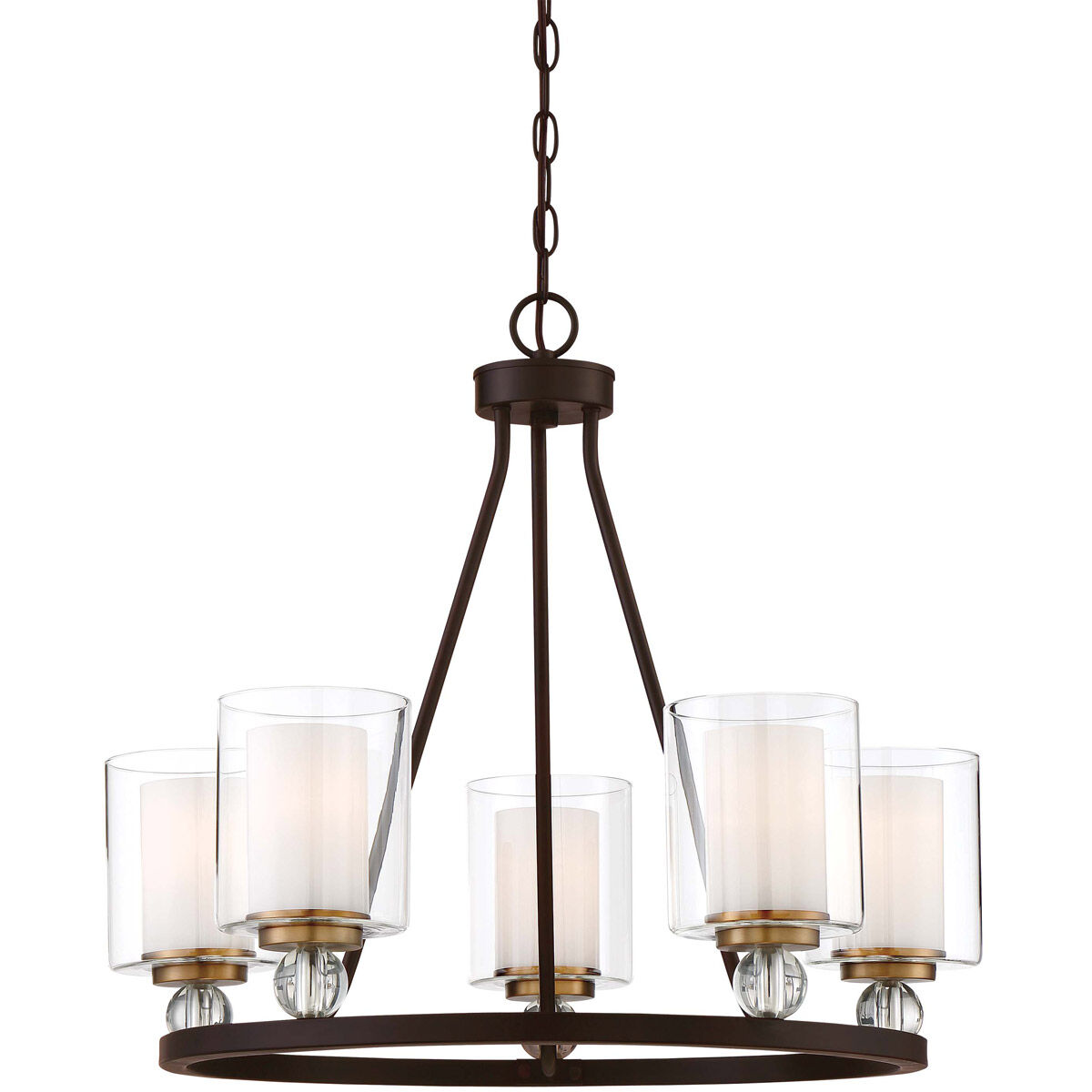 Studio 5 5 Light 26 inch Painted Bronze/Natural Brush Chandelier Ceiling Light