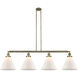 Franklin Restoration X-Large Cone 4 Light 56 inch Antique Brass Island Light Ceiling Light in Matte White Glass, Franklin Restoration