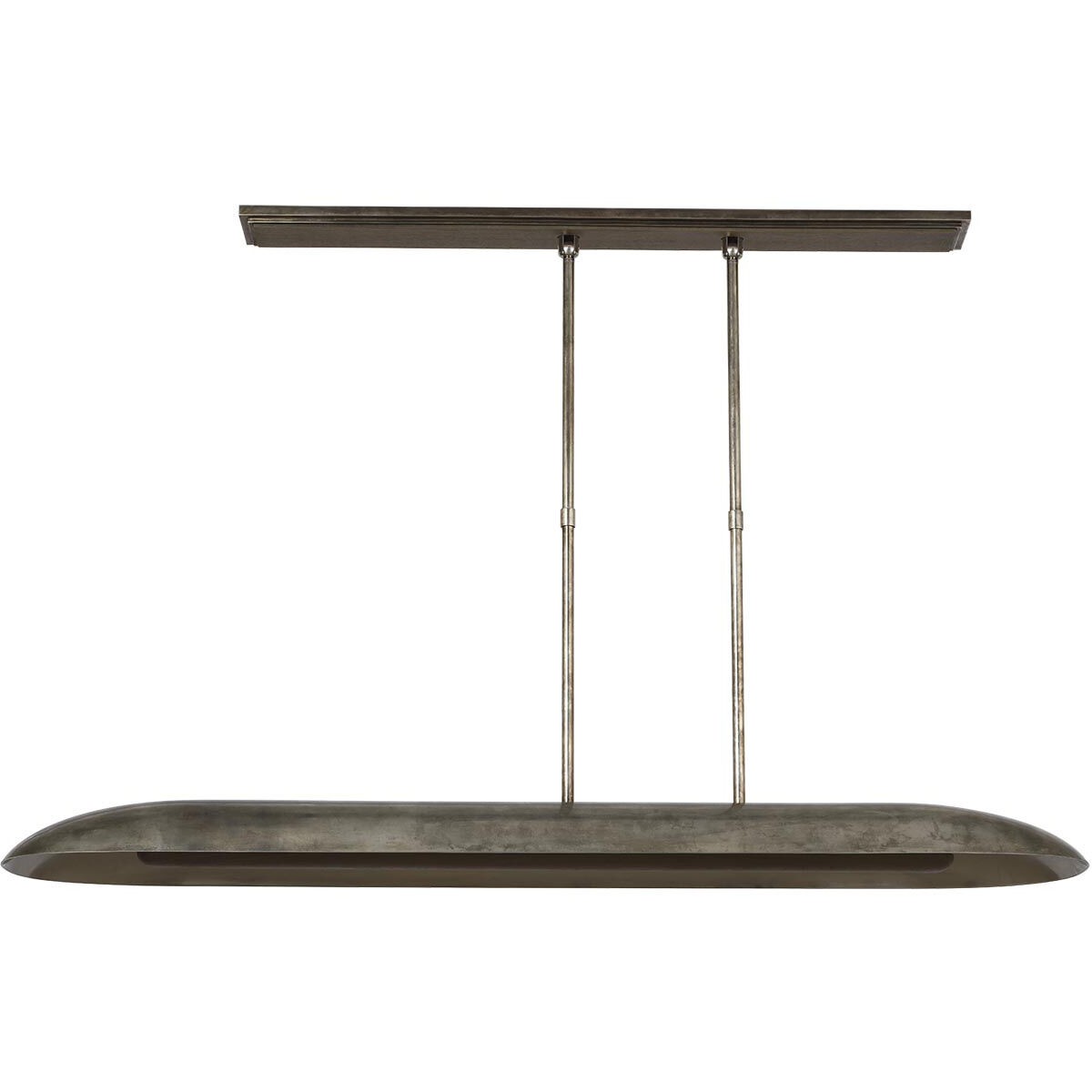 Anne-Marie Barton Remi Linear Pendant Ceiling Light in Mottled Pewter and Warm Walnut