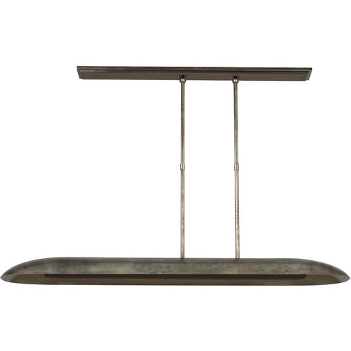 Anne-Marie Barton Remi Linear Pendant Ceiling Light in Mottled Pewter and Warm Walnut