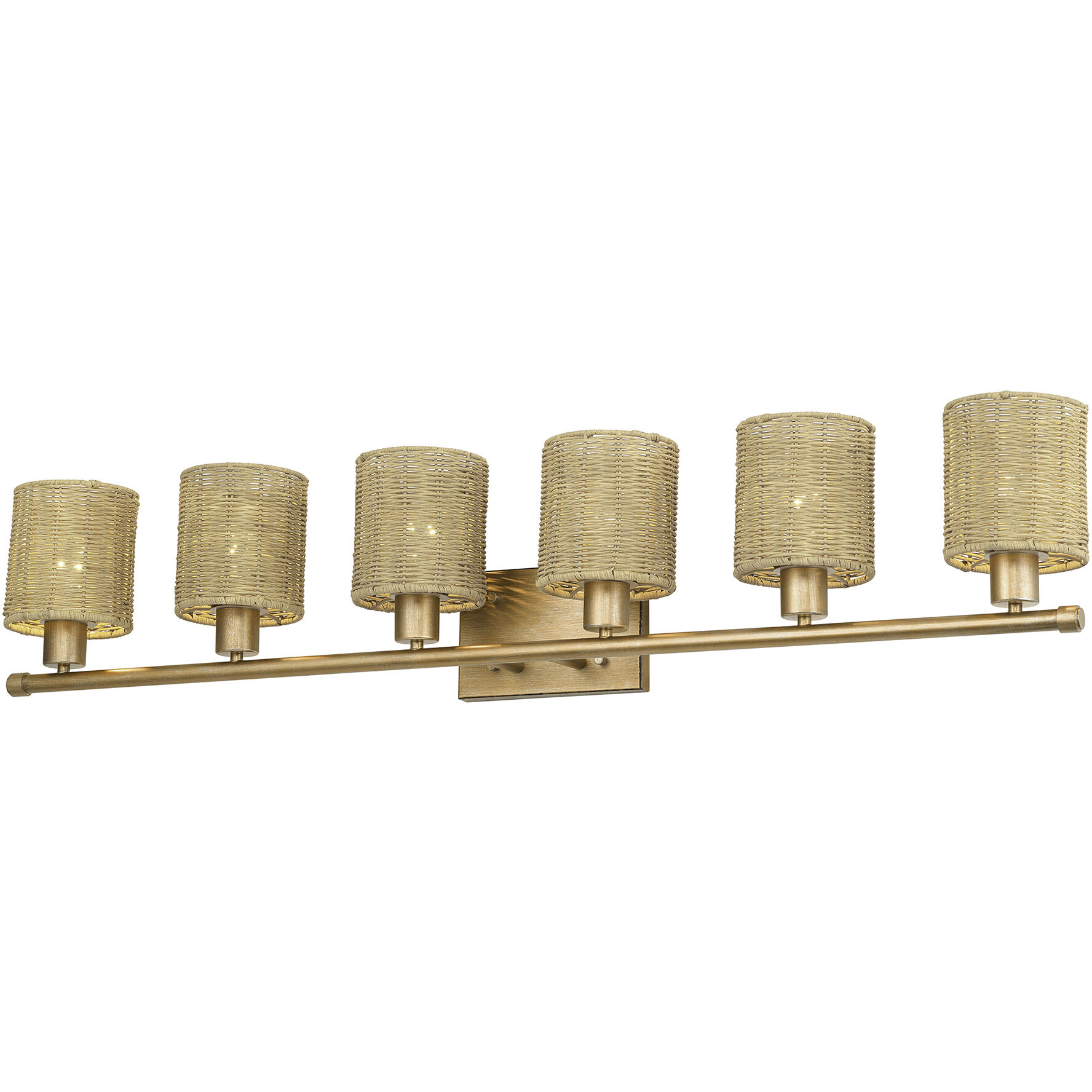 Weavington 6 Light 46 inch Antique Gold Leaf Vanity Wall Sconce Wall Light
