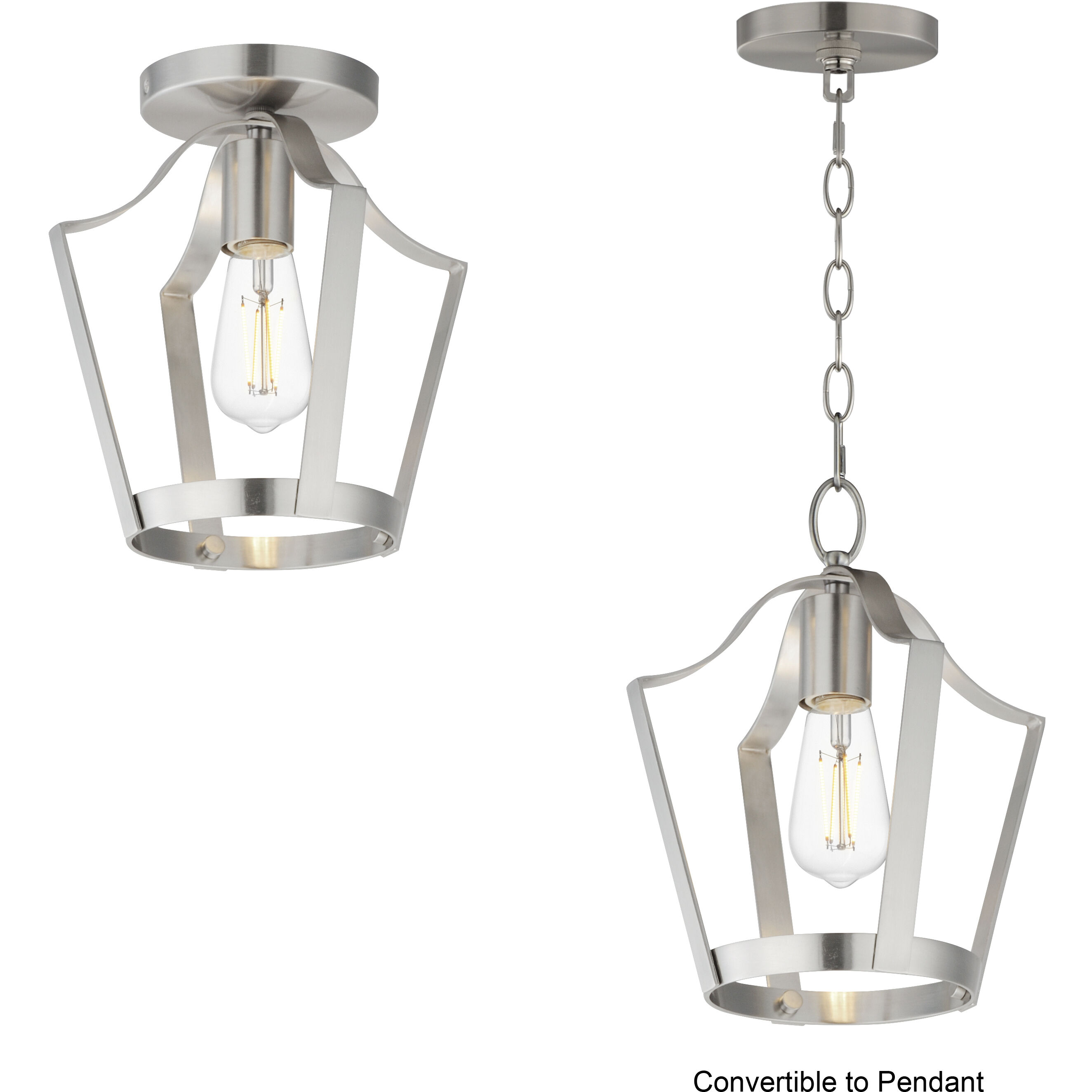 Arden 1 Light 9.5 inch Satin Nickel Semi-Flush Mount Ceiling Light