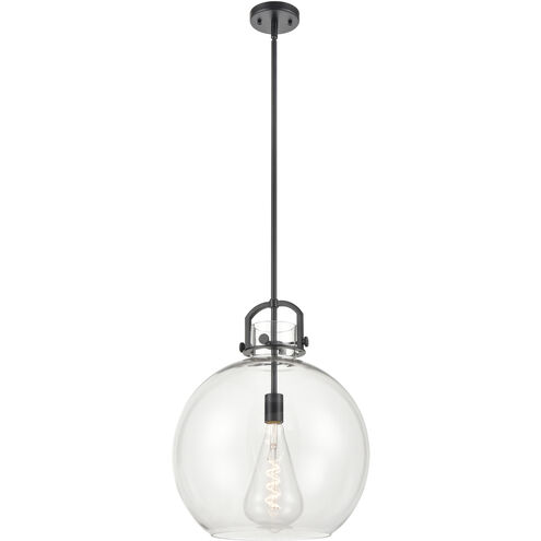 Downtown Urban Newton Sphere 1 Light 16 inch Matte Black Pendant Ceiling Light in Clear