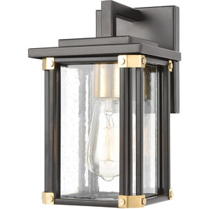 Gettysburg 1 Light 11 inch Matte Black with Brushed Brass Outdoor Sconce