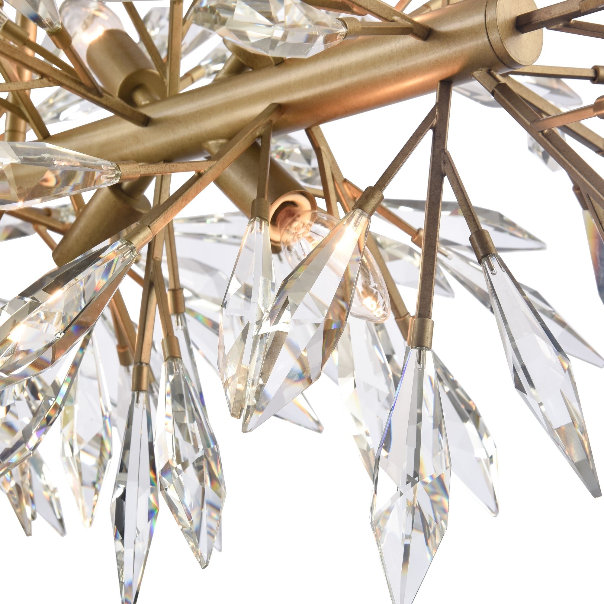 Crystal Fusion 12 Light 60 inch Peruvian Gold Linear Chandelier Ceiling Light