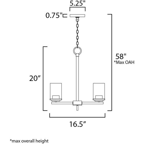 Corona 3 Light 17 inch Black Single-Tier Chandelier Ceiling Light in Frosted