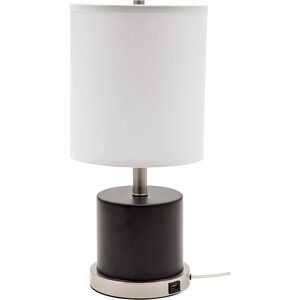 Rupert 20 inch 100 watt Black with Satin Nickel Accents Table Lamp Portable Light, with USB Port