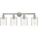 Edison Cobbleskill 4 Light 32 inch Brushed Satin Nickel Bath Vanity Light Wall Light in Deco Swirl Glass