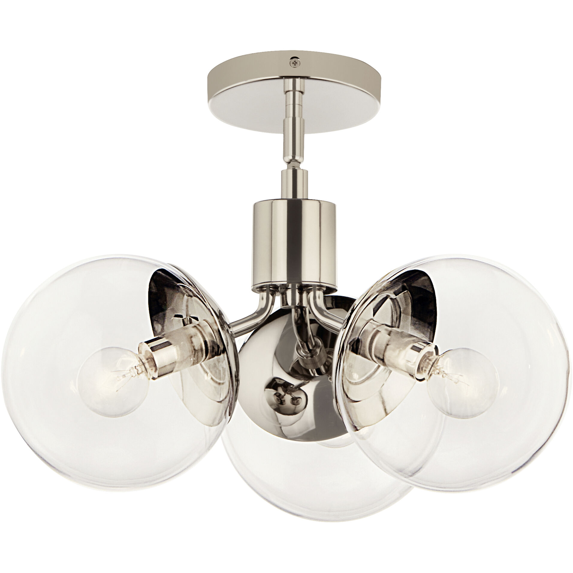 Silvarious 3 Light Polished Nickel Chandelier/Semi Flush Ceiling Light
