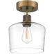 Port Nine LED 9 inch Antique Brushed Brass Semi-Flush Ceiling Light