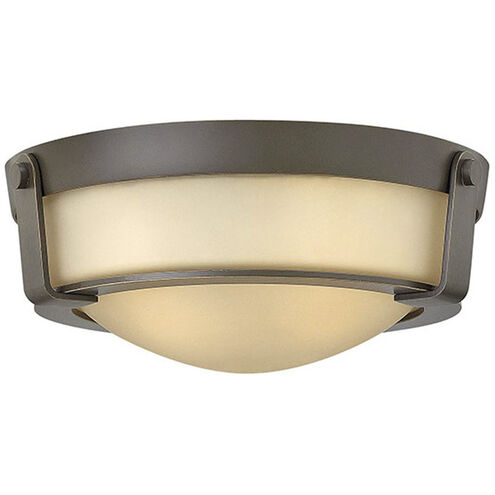 Hathaway 2 Light 13 inch Olde Bronze Indoor Flush Mount Ceiling Light in Etched Amber
