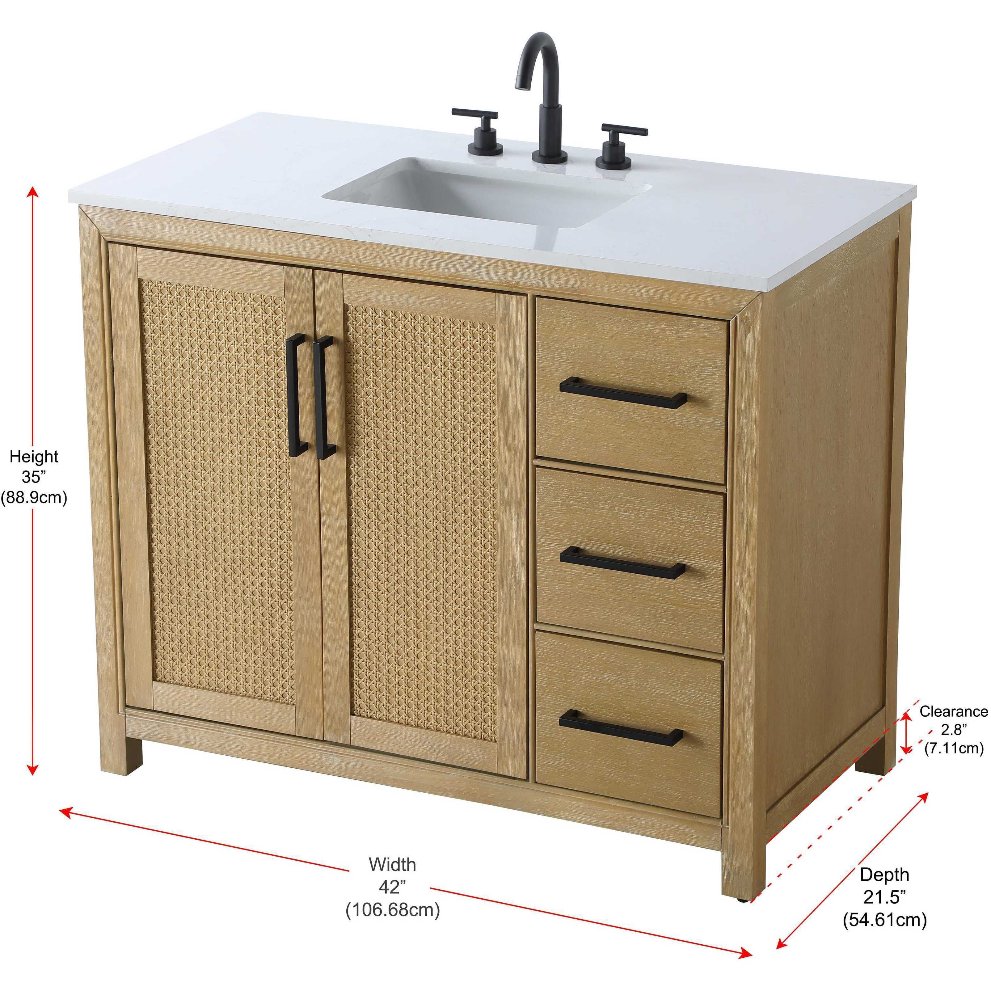 Alina 42 X 34 inch Linen Oak Bathroom Vanity Cabinet