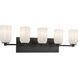 Nola 5 Light 31.75 inch Black Bath Vanity Light Wall Light in Glossy Opal Glass Shade