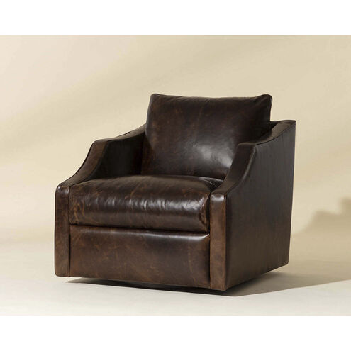 Orwell Chocolate Leather Swivel Lounge Chair