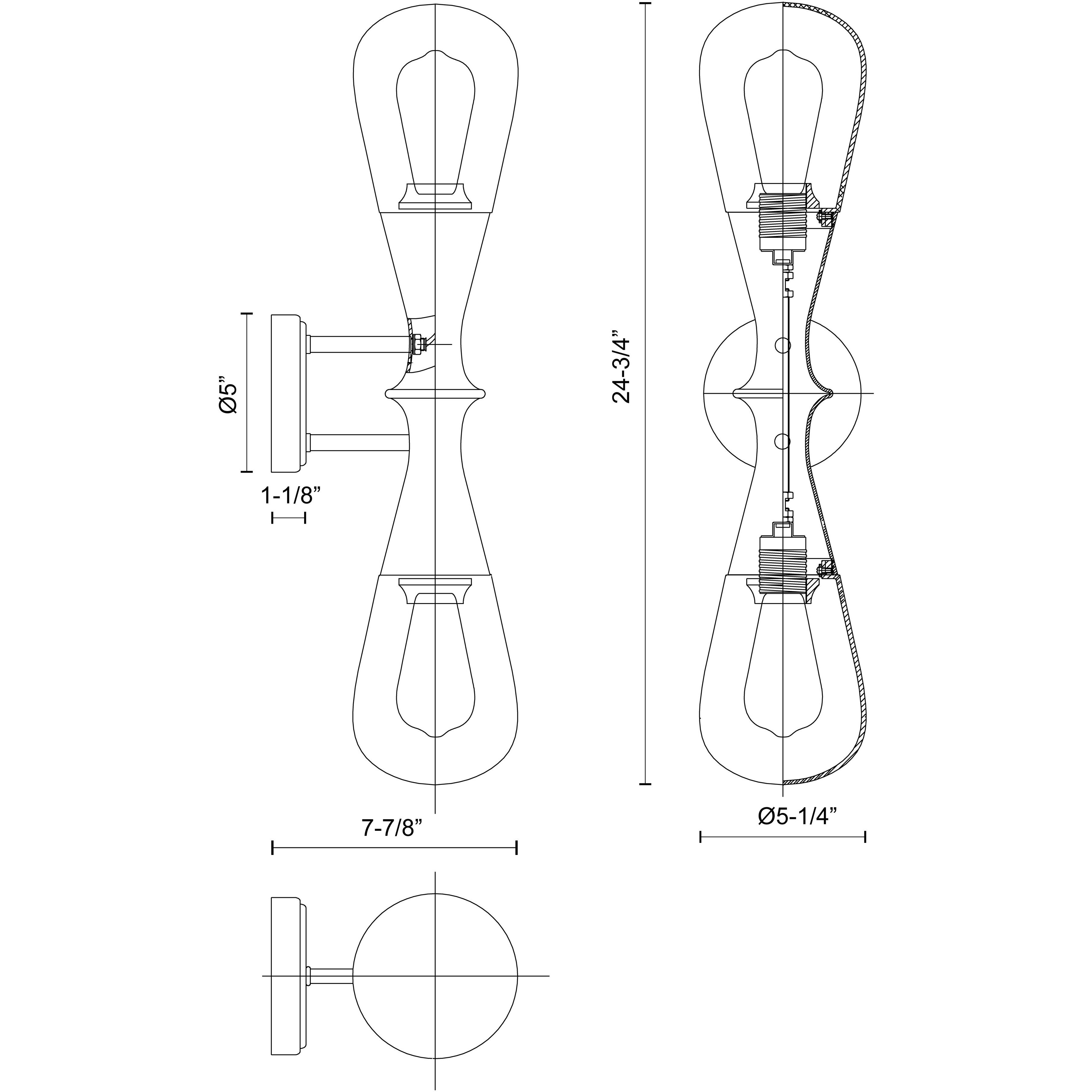 Marcel 2 Light 21.1 inch Matte Black Vanity Light Wall Light
