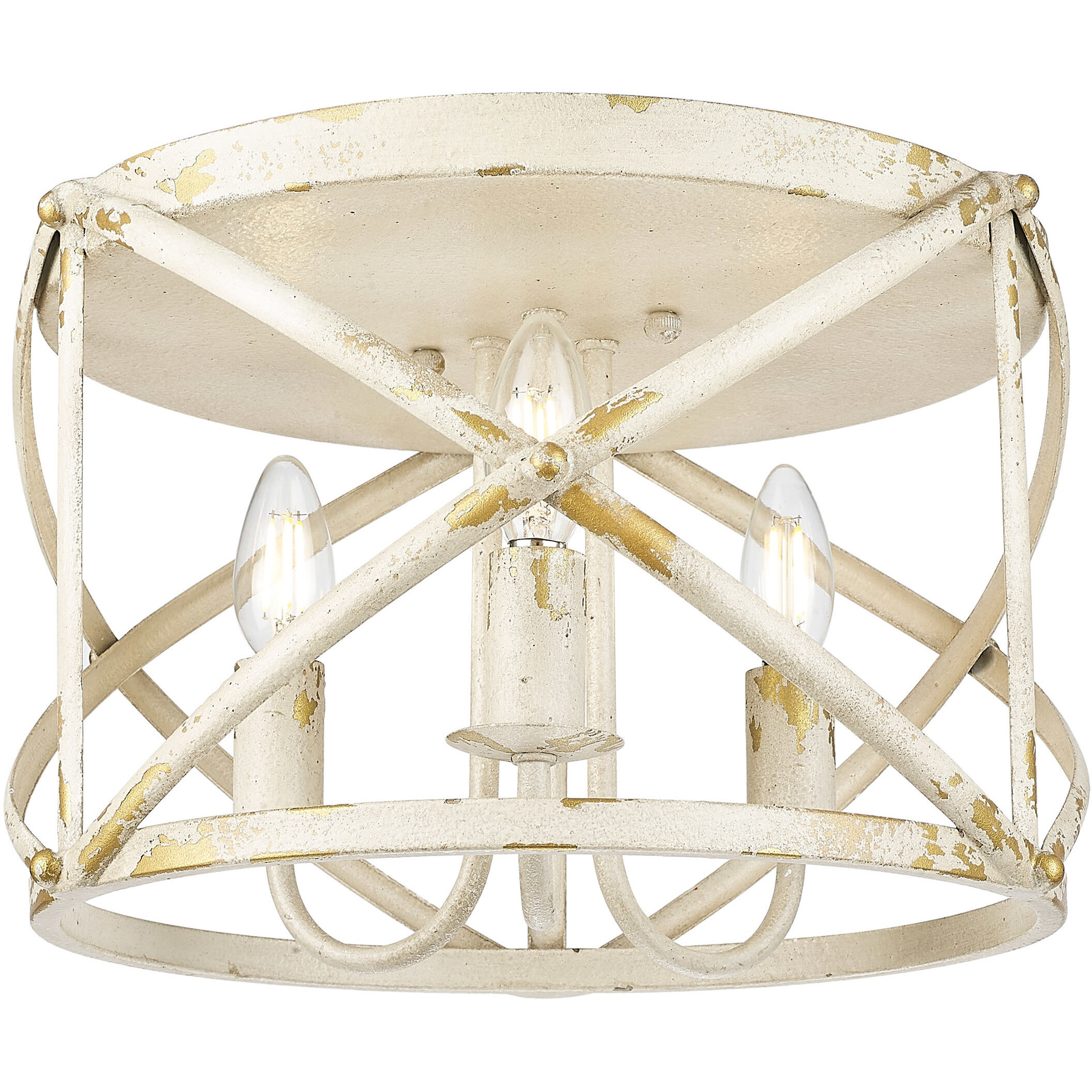 Alcott 3 Light 15 inch Antique Ivory Flush Mount Ceiling Light