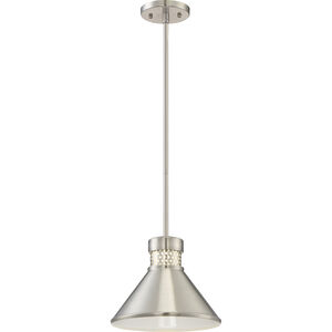 Doral LED 10 inch Brushed Nickel and White Accents Pendant Ceiling Light
