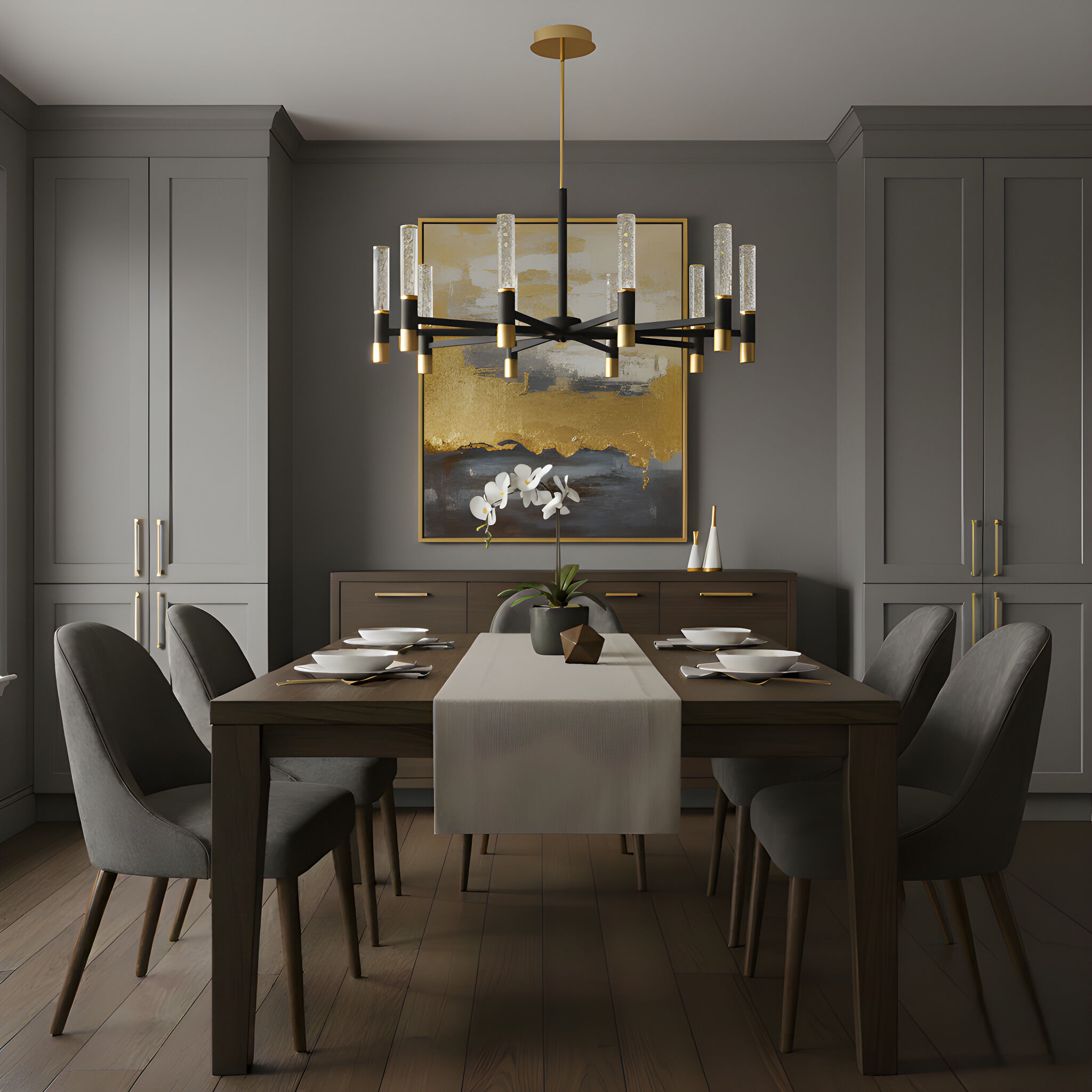 Davies 10 Light 40 inch Brushed Gold Chandelier Ceiling Light