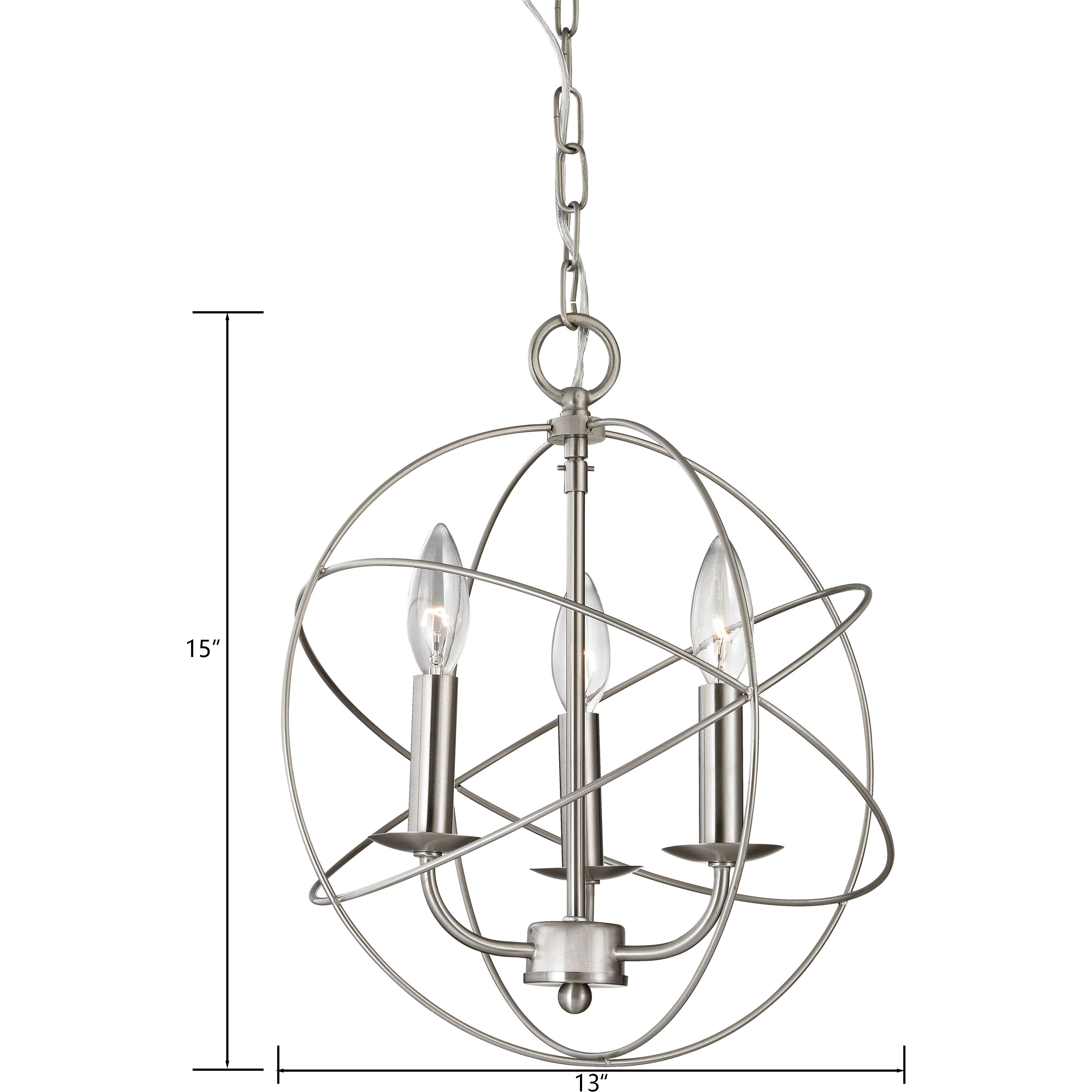 Williamsport 3 Light 13 inch Brushed Nickel Chandelier Ceiling Light