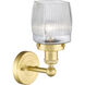 Colton 1 Light 6 inch Satin Gold Sconce Wall Light in Clear Halophane Glass