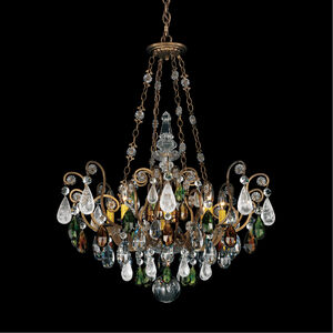 Renaissance Rock Crystal 8 Light 26.5 inch Antique Silver Pendant Ceiling Light in Rock Clear