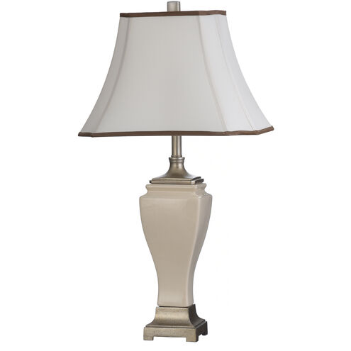 Signature 32 inch 100 watt Cream Crackle Table Lamp Portable Light