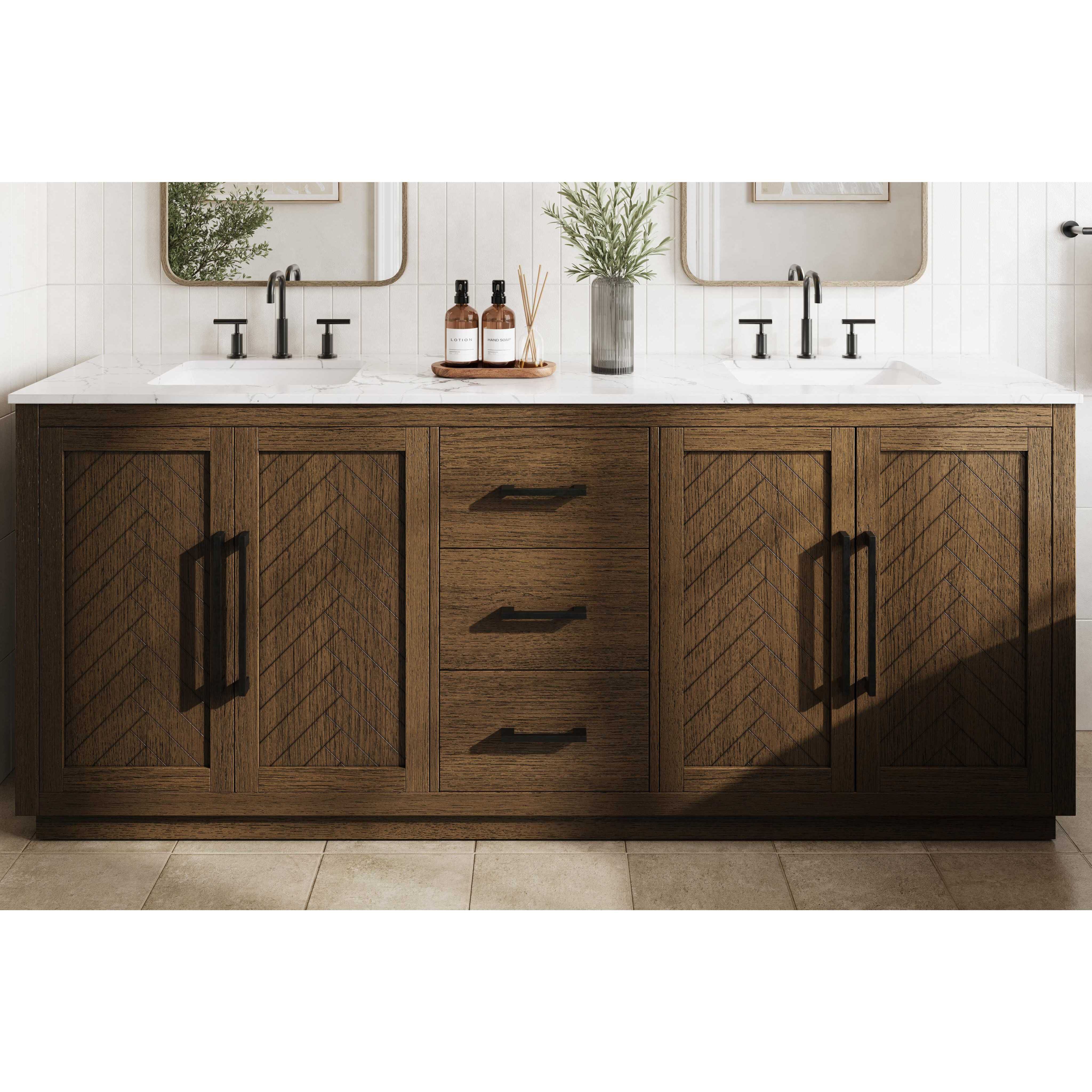 Chase 84 X 34 inch Hazel Oak Bathroom Vanity Cabinet