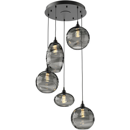 Misto 5 Light 23 inch Matte Black Chandelier Ceiling Light in Misto Smoke, Round Multi-Port