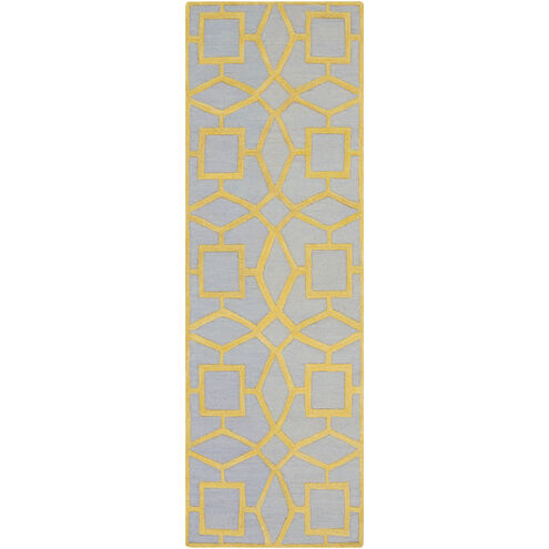Dream 96 X 30 inch Pale Blue/Mustard Handmade Rug