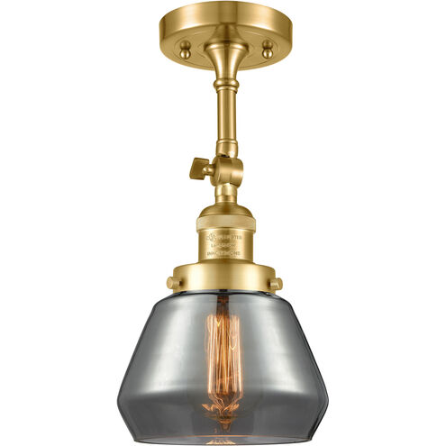 Franklin Restoration Fulton 1 Light 7 inch Satin Gold Semi-Flush Mount Ceiling Light in Plated Smoke Glass, Franklin Restoration