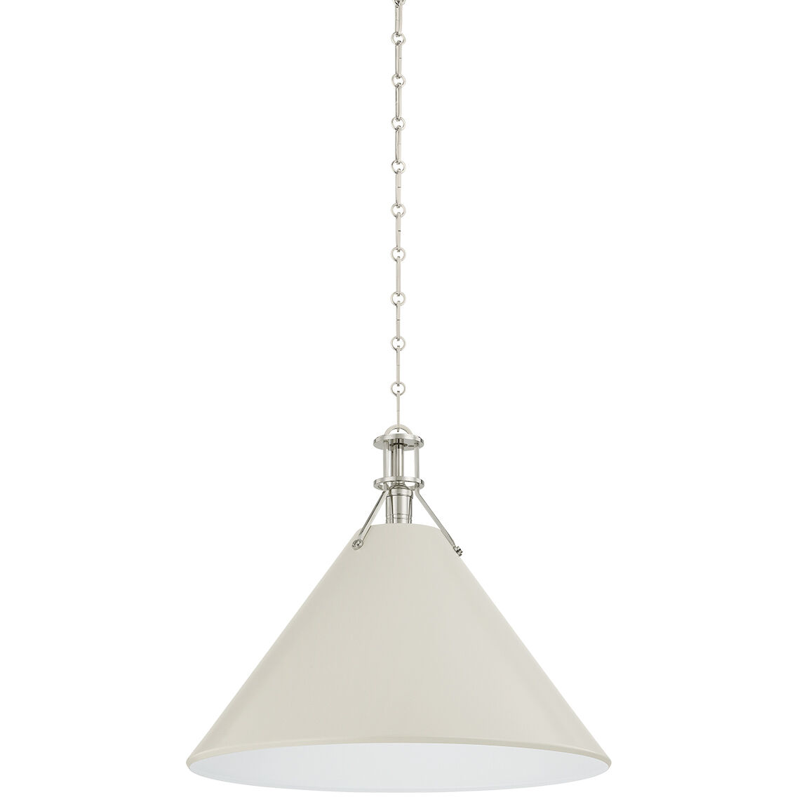 Painted No. 2 1 Light 21 inch Polished Nickel/Off-White Pendant Ceiling Light