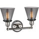 Franklin Restoration Small Cone 2 Light 16 inch Polished Nickel/Matte Black Bath Vanity Light Wall Light in Plated Smoke Glass