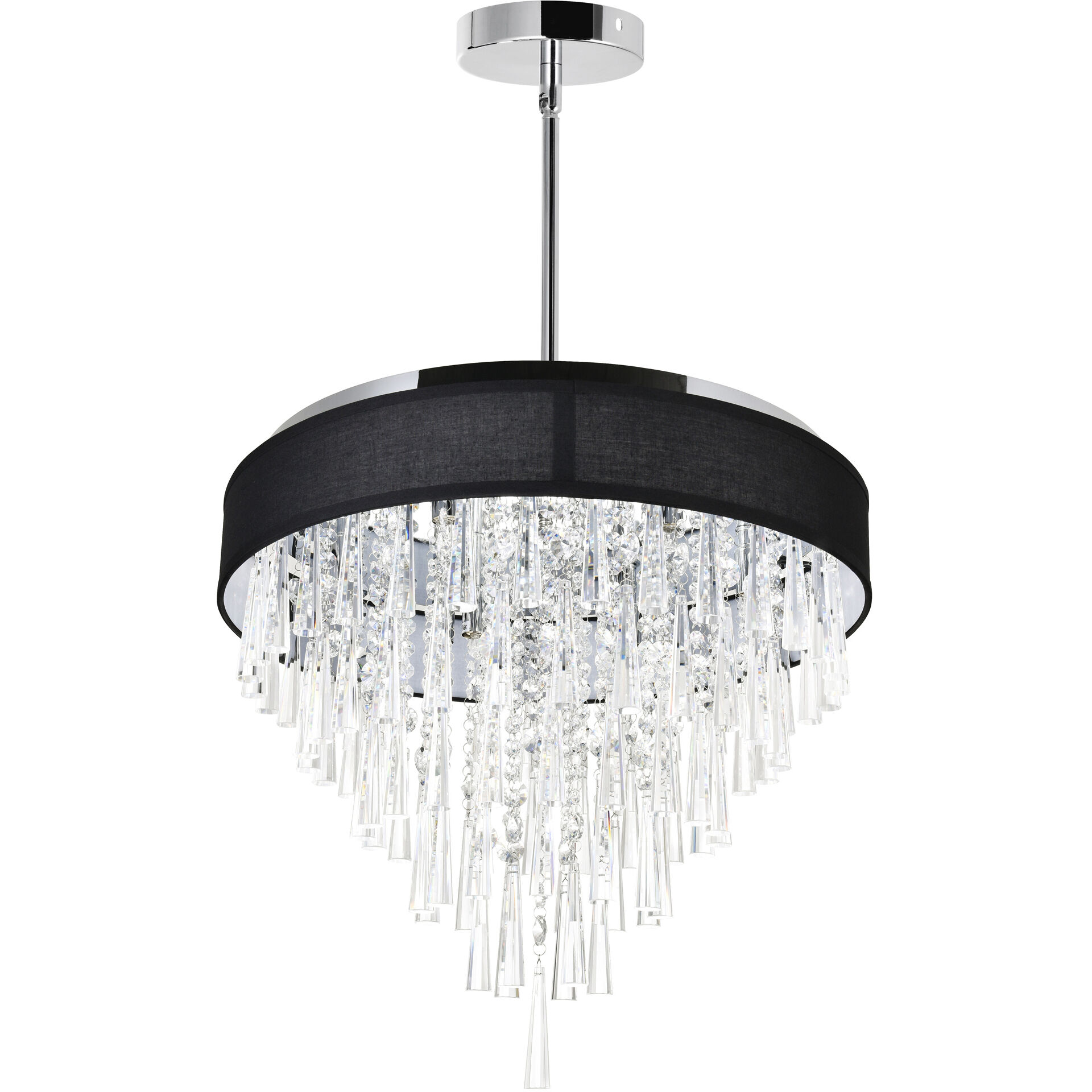 Franca 8 Light 22 inch Chrome Drum Shade Chandelier Ceiling Light in Black