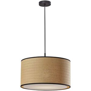 Adesso Harvest 20 inch Black Pendant Ceiling Light in Natural Woven with Black Trim, Large  4003-01 - Open Box