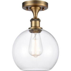 Ballston Athens 1 Light 8 inch Brushed Brass Semi-Flush Mount Ceiling Light in Clear Glass, Ballston