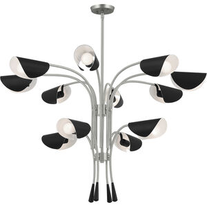 Arcus LED 46.25 inch Satin Nickel with Black Chandelier Ceiling Light in Silver and Satin Nickel