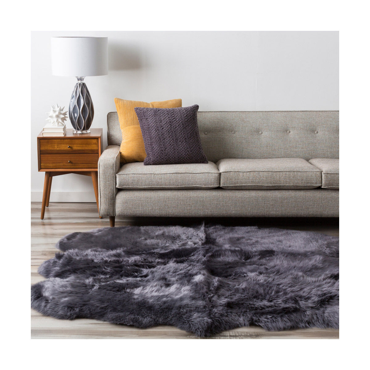 Sheepskin 72 X 48 inch Charcoal Rugs, Sheepskin