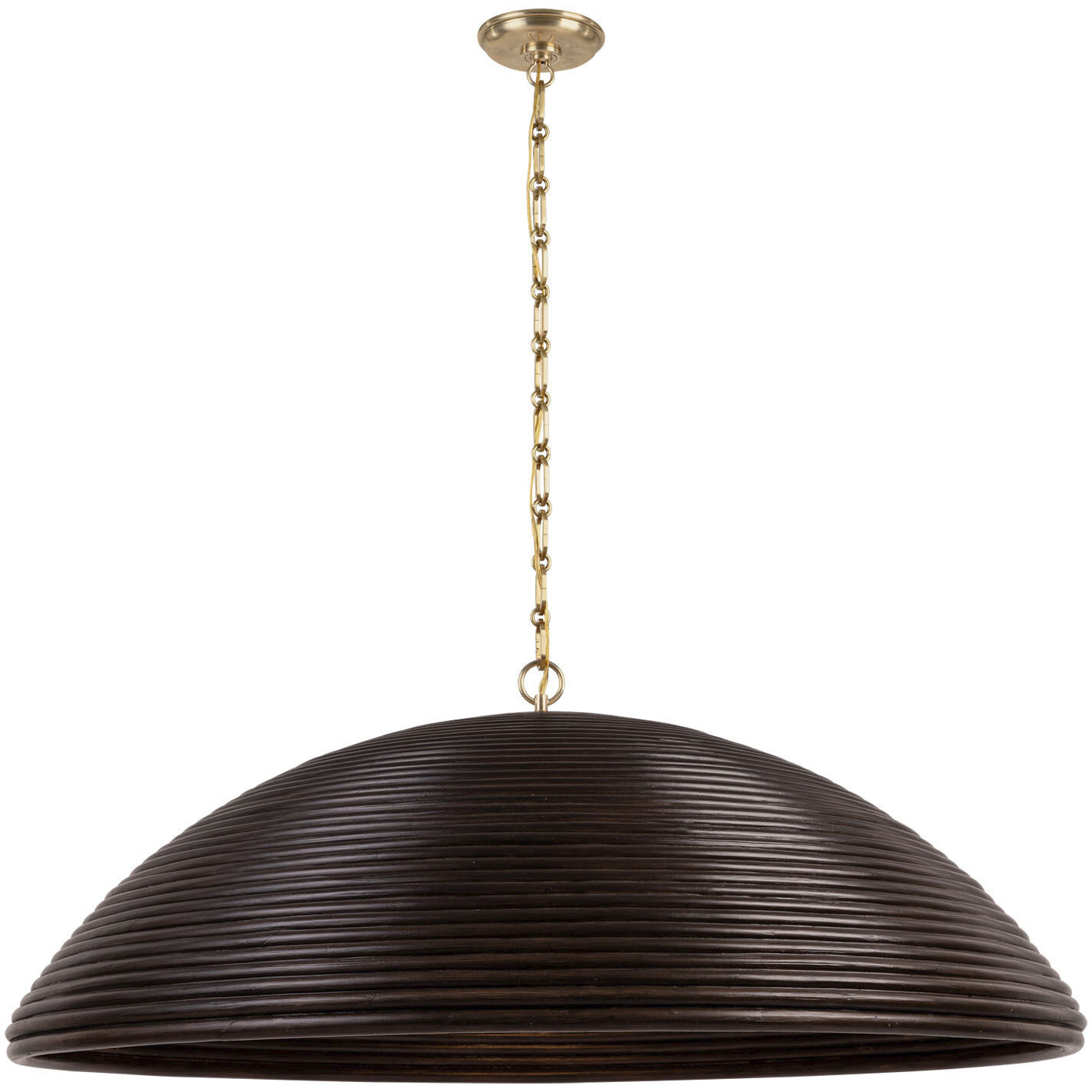 Suzanne Kasler Emerson LED 42.25 inch Hand-Rubbed Antique Brass Pendant Ceiling Light in Espresso Rattan